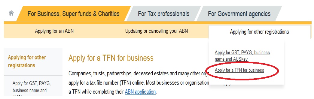 Abr business tfn
